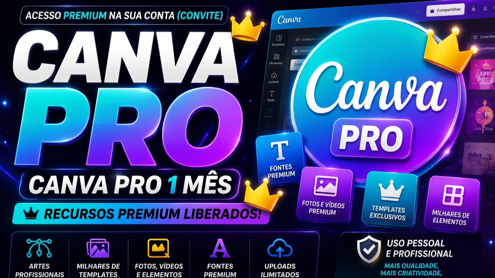 Canva Pro 1 Mês - Acesso Premium na Sua Conta (Convite)