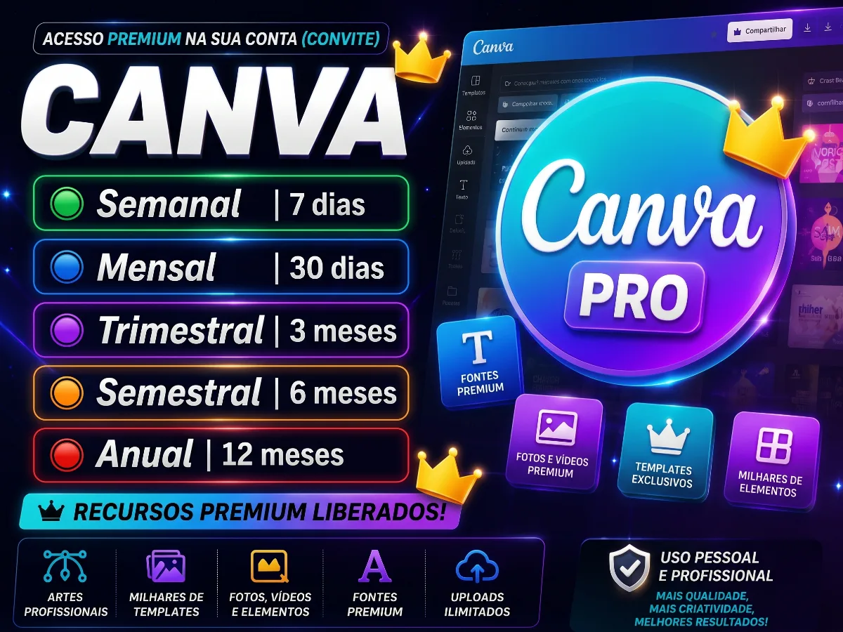 Canva Pro - Acesso Premium na Sua Conta (Convite)