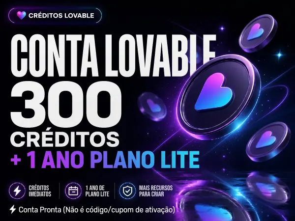 CONTA LOVABLE -  300 créditos + 1 ano plano LITE